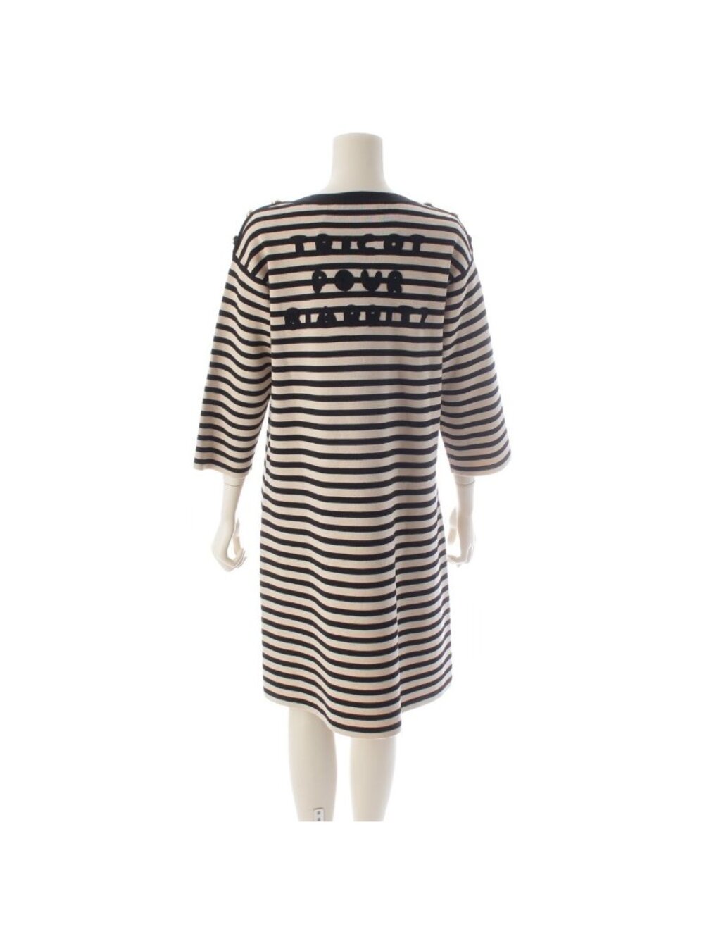 Gucci Wool GG Button Border Knit Dress Black White